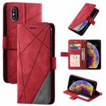 For iPhone XS Max Skin Feel Splicing Horizontal Flip Leather Case with Holder & Card Slots & Wallet & Photo Frame(Red)