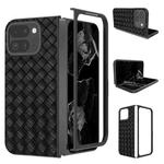 For Google Pixel 9 Pro Fold Black Frame Woven Texture PU Phone Case(Black)