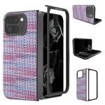 For Google Pixel 9 Pro Fold Black Frame Color Lattice Texture PU Phone Case(Purple)