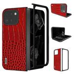 For Google Pixel 9 Pro Fold ABEEL Genuine Leather Crocodile Pattern Black Edge Phone Case(Red)