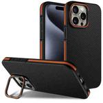 For iPhone 14 Pro Carbon Fiber Texture Lens Holder TPU Phone Case(Orange)