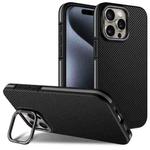 For iPhone 16 Pro Carbon Fiber Texture Lens Holder TPU Phone Case(Grey)