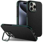 For iPhone 16 Pro Max Carbon Fiber Texture Lens Holder TPU Phone Case(Green)