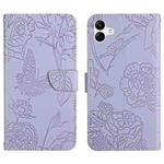 For Samsung Galaxy A07 5G Skin Feel Butterfly Embossed Flip Leather Phone Case(Purple)