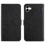 For Samsung Galaxy A07 5G Skin Feel Butterfly Embossed Flip Leather Phone Case(Black)