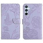 For Samsung Galaxy A17 5G Skin Feel Butterfly Embossed Flip Leather Phone Case(Purple)