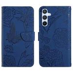 For Samsung Galaxy A17 5G Skin Feel Butterfly Embossed Flip Leather Phone Case(Blue)