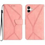 For Samsung Galaxy A07 5G Stitching Embossed Leather Phone Case(Pink)