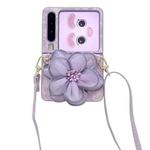 For Huawei Pura X Colorful Woven Pattern 3D Yarn Flower Phone Case with Lanyard(Purple)