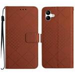 For Samsung Galaxy A07 5G Rhombic Grid Texture Leather Phone Case(Brown)
