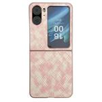 For OPPO Find N2 Flip Colorful Woven Pattern Full Coverage Phone Case(Pink)