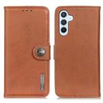 For Samsung Galaxy M35 5G KHAZNEH Cowhide Texture Horizontal Flip Leather Phone Case(Brown)