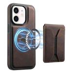 For iPhone 12 / 12 Pro Denior D17 Skin Feel MagSafe Detachable Card Slot Phone Case(Brown)