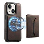 For iPhone 14 / 13 Denior D17 Skin Feel MagSafe Detachable Card Slot Phone Case(Brown)