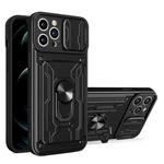 For iPhone 15 Pro Max Sliding Camshield TPU+PC Phone Case with Card Slot(Black)