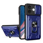 For iPhone 16 Sliding Camshield TPU+PC Phone Case with Card Slot(Blue)