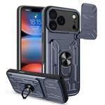For iPhone 17 Pro Max Sliding Camshield TPU+PC Phone Case with Card Slot(Grey)