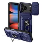 For iPhone 17 Pro Sliding Camshield TPU+PC Phone Case with Card Slot(Blue)