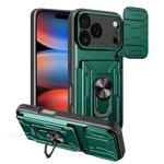 For iPhone 17 Pro Sliding Camshield TPU+PC Phone Case with Card Slot(Dark Green)