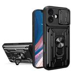 For iPhone 17 Sliding Camshield TPU+PC Phone Case with Card Slot(Black)