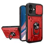For iPhone 17 Sliding Camshield TPU+PC Phone Case with Card Slot(Red)
