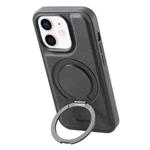 For iPhone 12 / 12 Pro Denior A14 Skin Feel Rotating Holder MagSafe Phone Case(Black)