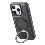 For iPhone 12 Pro Max Denior A14 Skin Feel Rotating Holder MagSafe Phone Case(Black)