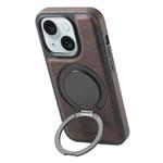 For iPhone 15 Denior A14 Skin Feel Rotating Holder MagSafe Phone Case(Brown)