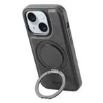 For iPhone 15 Denior A14 Skin Feel Rotating Holder MagSafe Phone Case(Black)