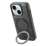 For iPhone 15 Plus / 14 Plus Denior A14 Skin Feel Rotating Holder MagSafe Phone Case(Black)