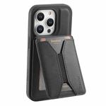 For iPhone 13 Pro Max Denior D18 Skin Feel Rotating Holder MagSafe Detachable Card Slot Phone Case(Black)