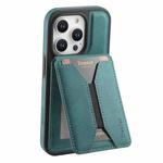 For iPhone 14 Pro Max Denior D18 Skin Feel Rotating Holder MagSafe Detachable Card Slot Phone Case(Blue)