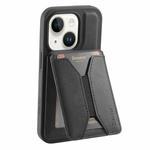 For iPhone 15 Denior D18 Skin Feel Rotating Holder MagSafe Detachable Card Slot Phone Case(Black)