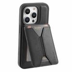 For iPhone 15 Pro Max Denior D18 Skin Feel Rotating Holder MagSafe Detachable Card Slot Phone Case(Black)