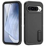 For Google Pixel 9 Pro Rugged PC + Silicone Phone Case with Holder(Black)