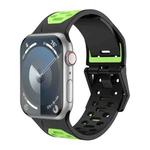 For Apple Watch SE 2023 44mm Meteorite Two-color Silicone Watch Band(Black Green)