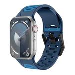 For Apple Watch SE 2023 44mm Meteorite Two-color Silicone Watch Band(Navy Blue)