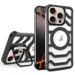 For iPhone 16 Pro Borderless Carbon Fiber Lens Protection Bracket MagSafe Phone Case(Black)