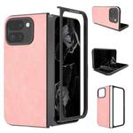 For Google Pixel 9 Pro Fold Black Frame PU Leather Full Coverage Phone Case(Pink)