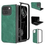 For Google Pixel 9 Pro Fold Black Frame PU Leather Full Coverage Phone Case(Green)