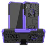 For Xiaomi Redmi 9C Tire Texture Shockproof TPU + PC Protective Case with Holder(Purple)