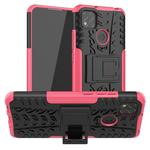 For Xiaomi Redmi 9C Tire Texture Shockproof TPU + PC Protective Case with Holder(Rose Red)