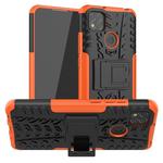 For Xiaomi Redmi 9C Tire Texture Shockproof TPU + PC Protective Case with Holder(Orange)