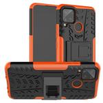 For OPPO Realme C15 Tire Texture Shockproof TPU + PC Protective Case with Holder(Orange)