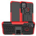 For Alcatel 3L (2020) Tire Texture Shockproof TPU + PC Protective Case with Holder(Red)