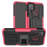 For Alcatel 3L (2020) Tire Texture Shockproof TPU + PC Protective Case with Holder(Rose Red)