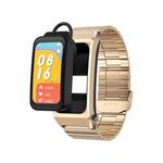 A8 1.98 inch 2 in 1 Bluetooth Earphone Steel Strap Smart Watch, Support ECG / NFC(Gold)