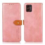 For Samsung Galaxy XCover7 Pro KHAZNEH Dual-color Cowhide Texture Flip Leather Phone Case(Rose Gold)
