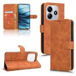For Redmi Note 14 4G 164.84mm EU Version Skin Feel Magnetic Flip Leather Phone Case(Brown)