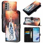 For Nokia G400 Colored Drawing Pattern Plain Weave Leather Phone Case(Cats And Tigers)